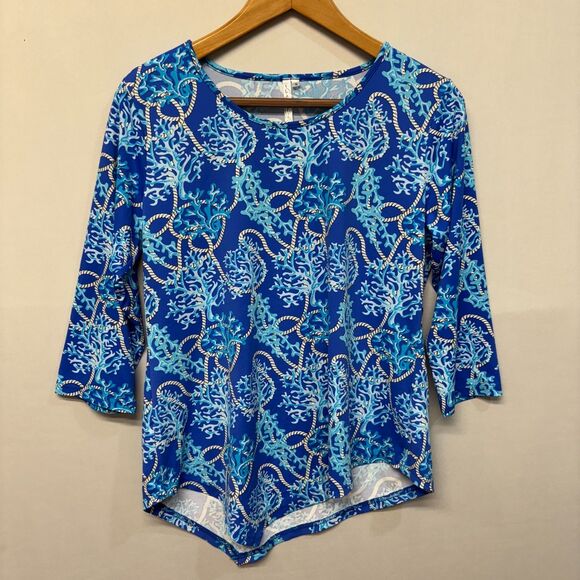Lulu-B Women 3/4 Sleeve Blouse Top Shirt Size Small Artsy Colorful C041 -14 - Picture 1 of 16